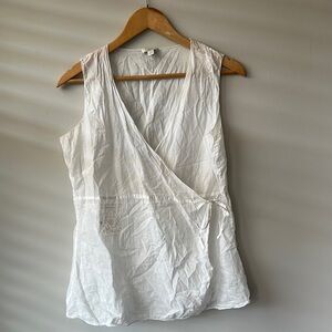 J.Jill white and off-white Sleeveless Wrap Top